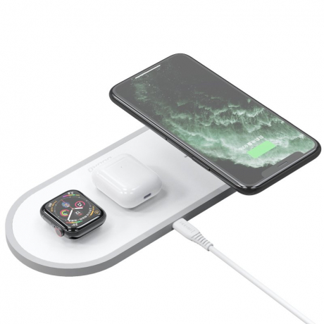 Dudao A11 bezdrátová nabíječka 3in1 na AirPods / Apple Watch / smartphone, bíla
