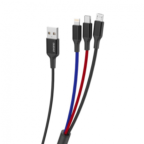 Dudao L10Pro 3in1 kabel USB - Lightning / USB-C / Micro USB 5A 38cm, bílý (L10pro)