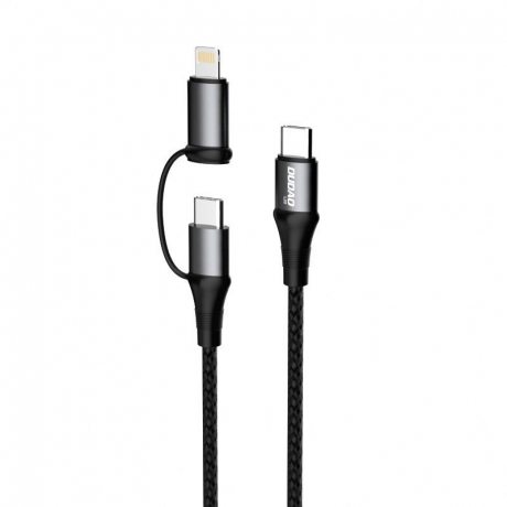 Dudao L20 kábel USB-C / USB-C PD 60W + Lightning 18W QC 3.0 1m, šedý (L20 gray)