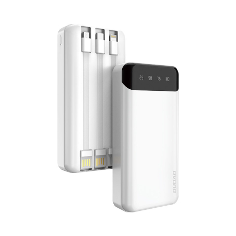 Dudao K6Pro+ Power Bank 20000mAh 2x USB + kábel USB-C / Lightning / Micro USB, biely (Dudao K6Pro +)