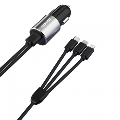 Dudao R5Pro autonabíječka + kabel Lightning / USB-C / Micro USB 3.4A, černá (R5ProN black)
