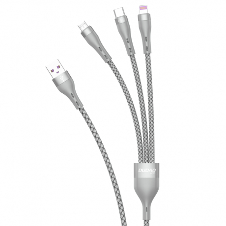 Dudao L20X 3in1 kabel USB - Lightning / microUSB / USB-C 65W 1.2m, šedý (L20X)