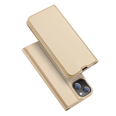 Dux Ducis Skin Pro knižkové kožené puzdro na iPhone 14 Plus, zlaté