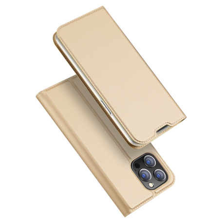 Dux Ducis Skin Pro knížkové kožené pouzdro na iPhone 14 Pro, zlaté