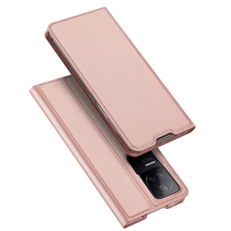 Dux Ducis Skin Pro knížkové kožené pouzdro na Xiaomi Poco F4 5G, růžové