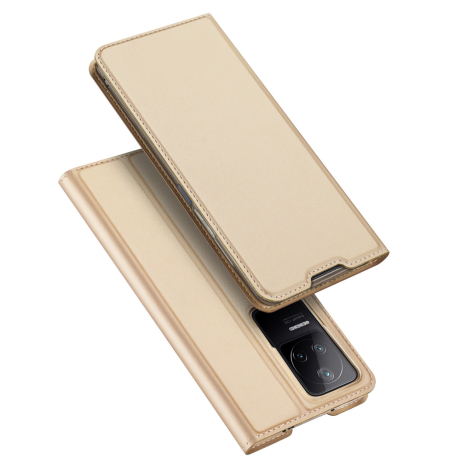 Dux Ducis Skin Pro knižkové kožené puzdro na Xiaomi Poco F4 5G, zlaté