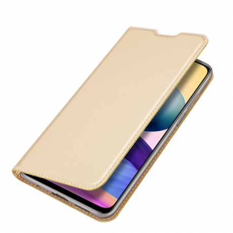 Dux Ducis Skin Pro knížkové kožené pouzdro na Xiaomi Redmi Note 10 5G / Poco M3 Pro, zlaté