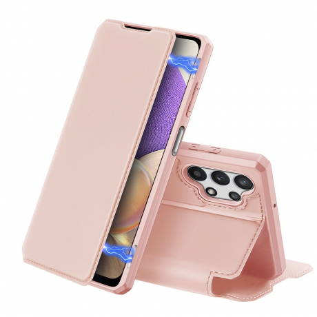DUX DUCIS Skin X knížkové kožené pouzdro na Samsung Galaxy A32 5G, růžové