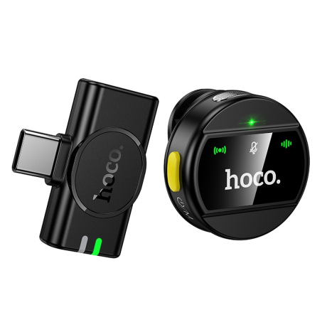 Hoco L21 brezžični lavalier mikrofon USB-C, črn