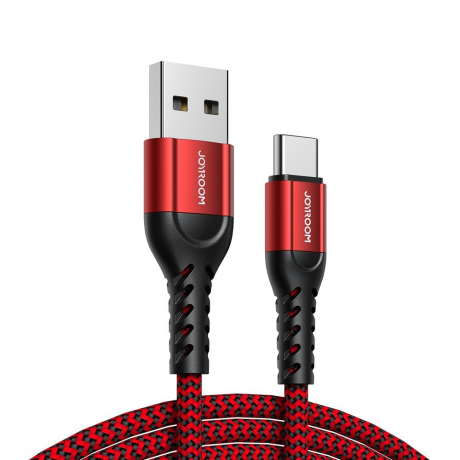 Joyroom N10 3x kábel USB / USB-C 0.25m + 1.2m + 2m, červený