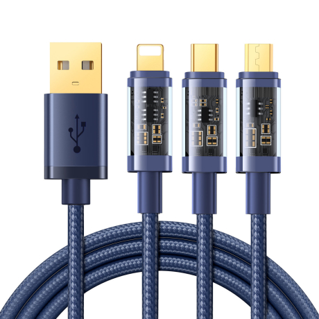 Joyroom 3in1 kabel USB - USB-C / Lightning / micro USB 3.5A 1.2m, modrý (S-1T3015A5)