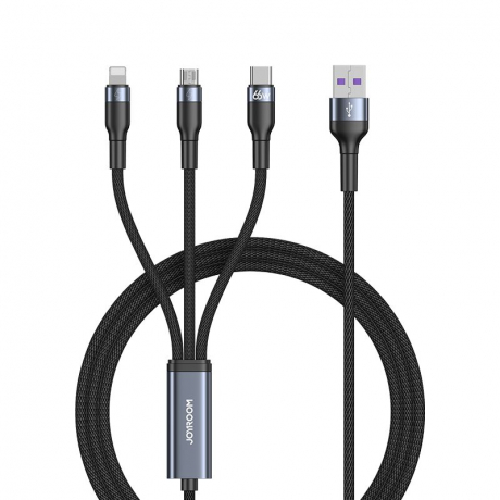 Joyroom 3in1 kábel USB - USB-C / micro USB / Lightning 66W 6A 1.2m, čierny (S-1260G5)