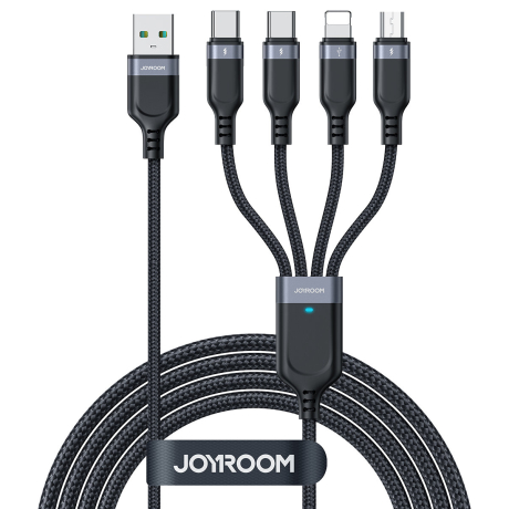 Joyroom 4in1 kábel USB - 2x USB-C / Lightning / Micro USB 3.5A 1.2m, čierny