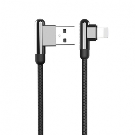 KAKU Elbow kábel USB / Lightning 3.2A 1.2m, čierny (KSC-125)