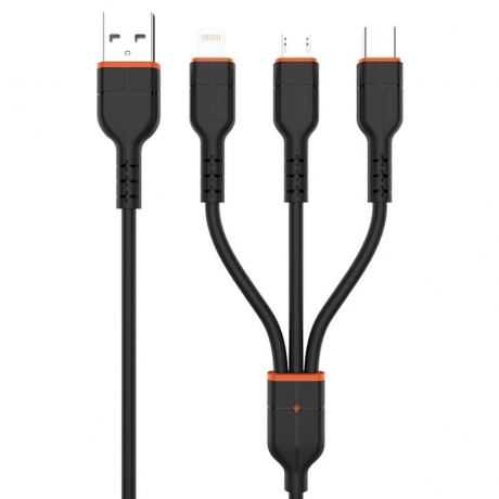 KAKU KSC-237 3in1 kabel USB - Lightning / Micro USB / USB-C, černý