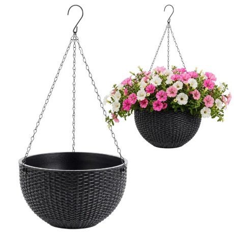 Livefy závesný kvetináč Flowers 26cm, čierny