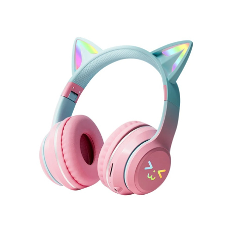 MG CA-042 bezdrátové sluchátka s kočičíma ušima, růžové