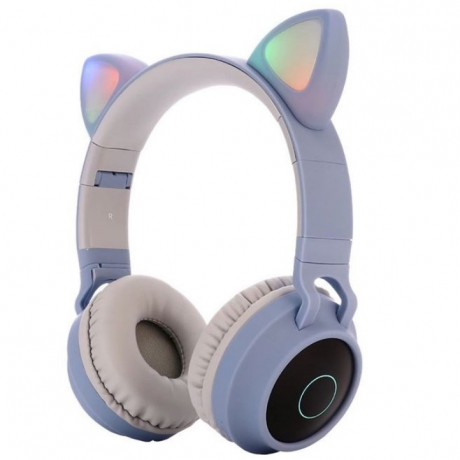 MG CA-028 bezdrátové sluchátka s kočičími ušima, modré (CA-028)