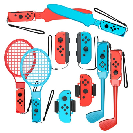 MG Accesories sada príslušenstva pre Nintendo Switch Sports 10v1, červene/modré