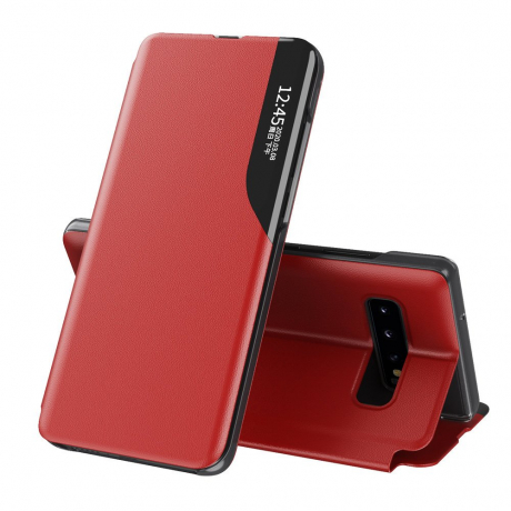 MG Eco Leather View knižkové puzdro na Samsung Galaxy Note 20, červené