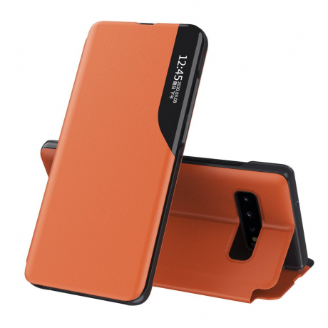 MG Eco Leather View knižkové puzdro na Xiaomi Redmi Note 8 Pro, oranžové