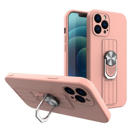 MG Ring silikonový kryt na iPhone 12 Pro, růžový
