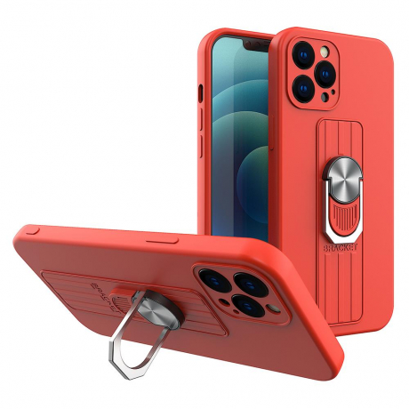 MG Ring silikónový kryt na iPhone 13, červený