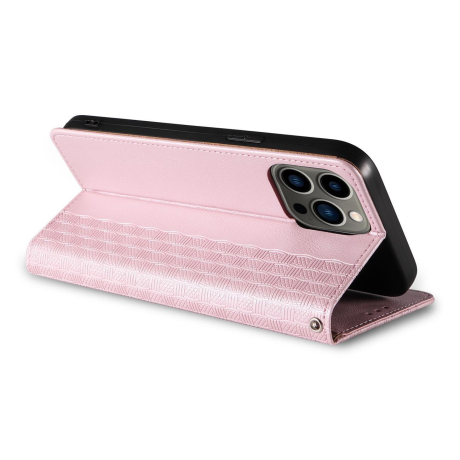 MG Magnet Strap knížkové kožené pouzdro na iPhone 12 Pro, růžové