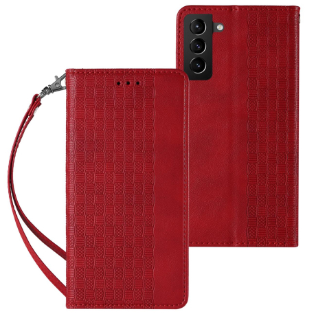 MG Magnet Strap knižkové kožené puzdro na Samsung Galaxy S22 Plus, červené