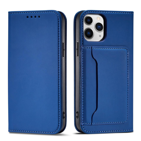MG Magnet Card knižkové kožené puzdro na iPhone 12 Pro, modré