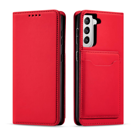 MG Magnet Card knižkové kožené puzdro na Samsung Galaxy S22, červené