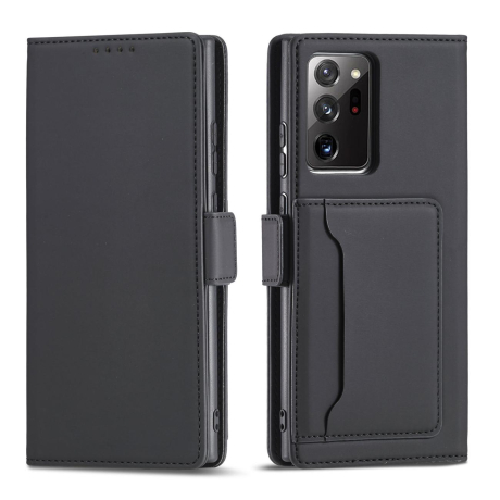 MG Magnet Card knížkové kožené pouzdro na Samsung Galaxy S22 Ultra, černé