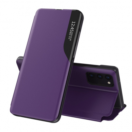 MG Eco Leather View knížkové pouzdro na Samsung Galaxy A72 4G, fialové