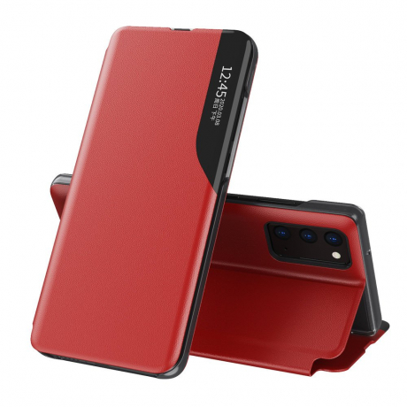 MG Eco Leather View knížkové pouzdro na Samsung Galaxy A72, červené