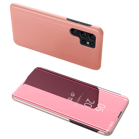 MG Clear View knižkové puzdro na Samsung Galaxy S23 Ultra, ružové