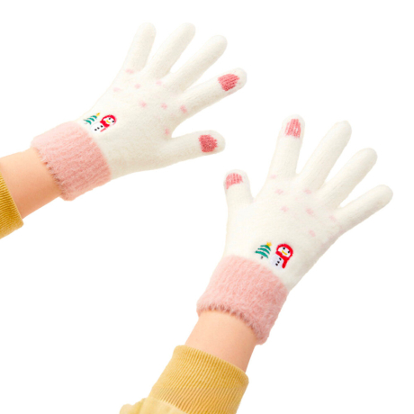MG Snowman rukavice pro ovládání dotykového displeje, bílé