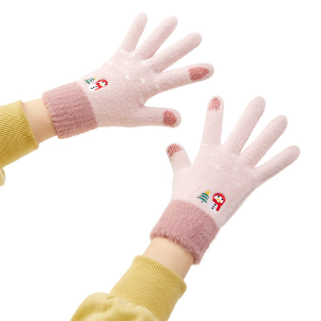 MG Snowman rukavice pro ovládání dotykového displeje, růžové