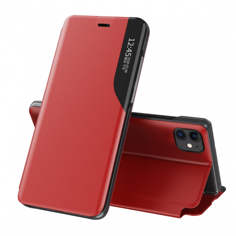 MG Eco Leather View knižkové puzdro na iPhone 13 Pro Max, červené