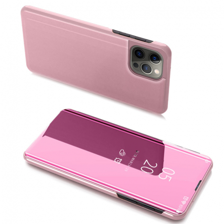 MG Clear View knížkové pouzdro na iPhone 13 Pro, růžové