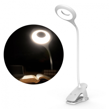 MG Reading LED lampa s klipom + kábel micro USB, biela