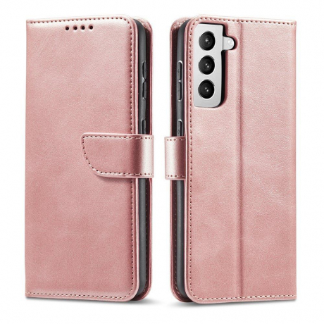 MG Magnet knižkové kožené puzdro na Samsung Galaxy S22 Plus, ružový