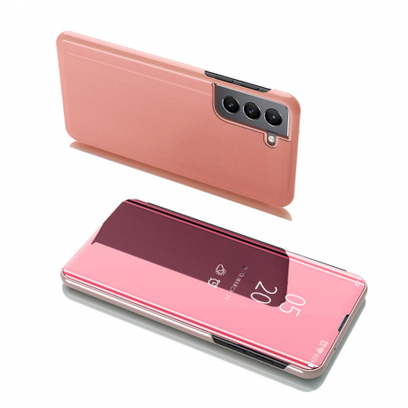 MG Clear View knižkové puzdro na Samsung Galaxy S22 Plus, ružové