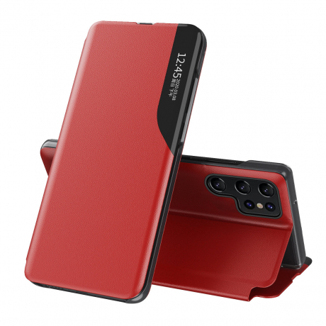 MG Eco Leather View knižkové puzdro na Samsung Galaxy S22 Plus, červené