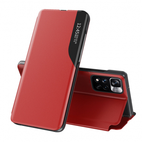 MG Eco Leather View knížkové pouzdro na Xiaomi Poco M4 Pro 5G, červené