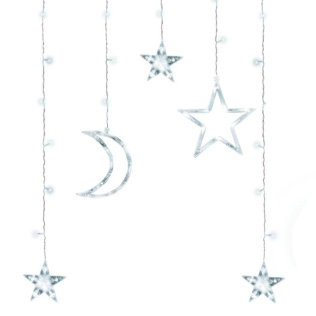 MG Moon Stars světelný závěs 138 LED 2.5m, studená bíla