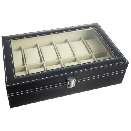 MG Organizer box na hodinky 12ks, čierny