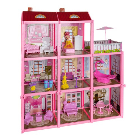 MG Dollhouse domeček pro panenky 65 cm, růžový