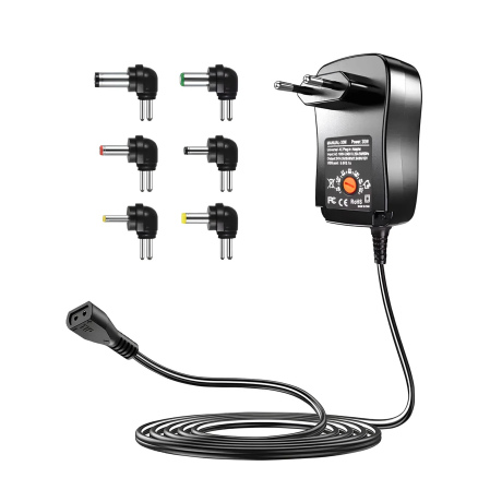 MG Charger univerzálny regulovateľný napájací adaptér 3-12V, 30W, čierny