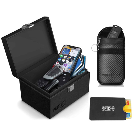 MG Protect RFID box na blokovanie signálu ovládačov auta + puzdro, čierny