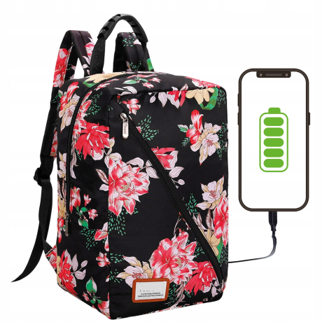 MG Bcross batoh s vestavěným USB kabelem 20L, pink flowers